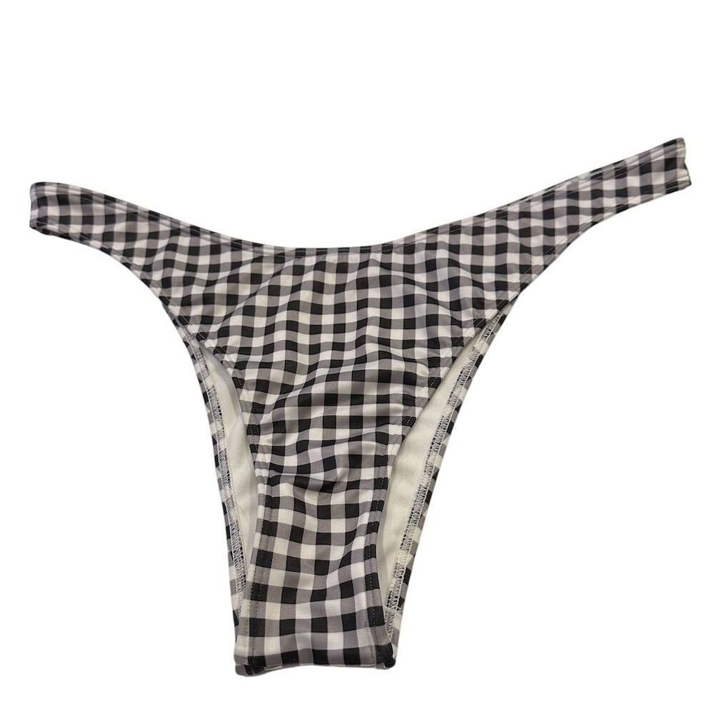 Hollister bikini Women's Gingham Cheeky Bikini Bottom Black Size L
